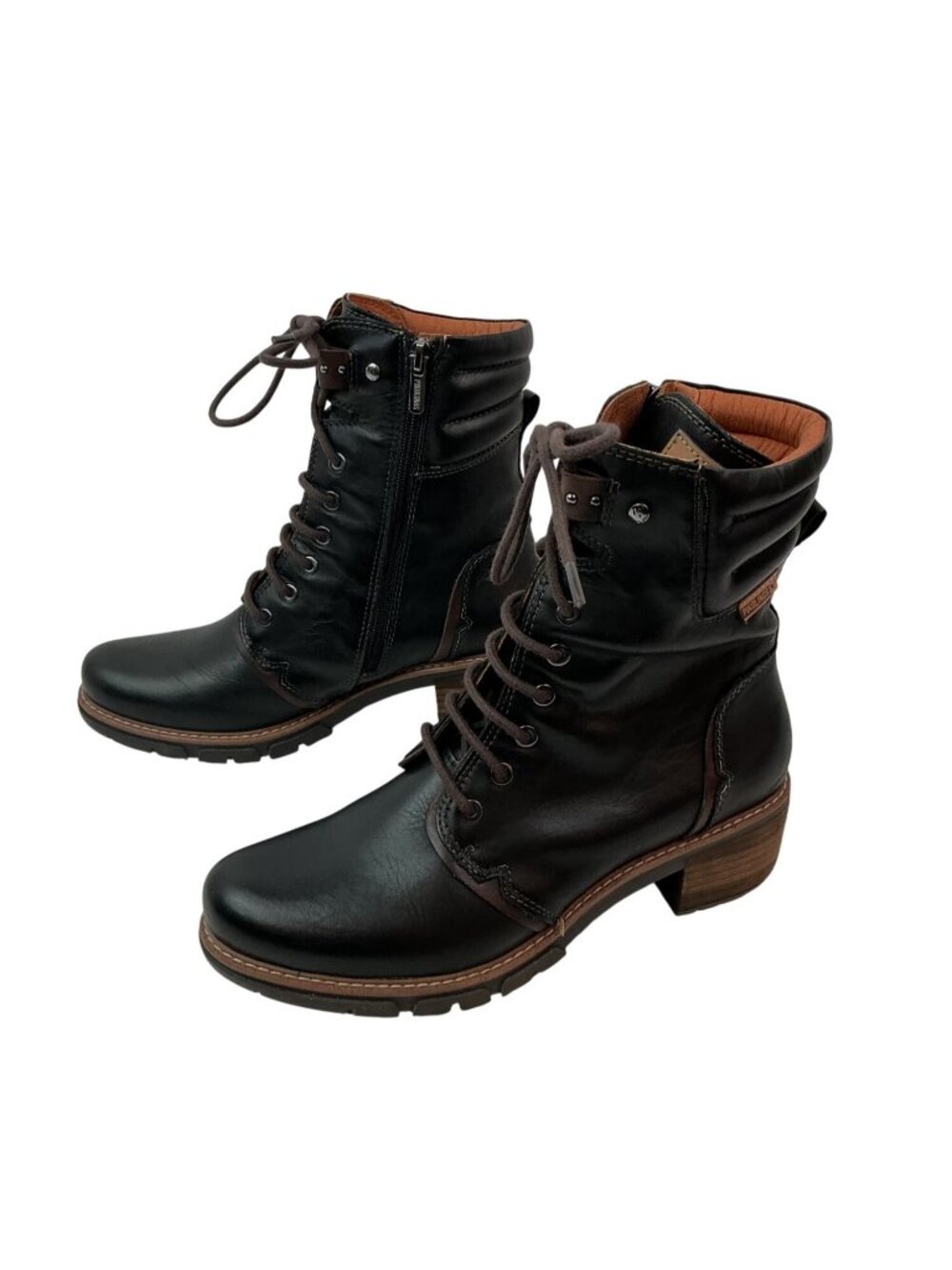 Pikolinos Leather Zip Lace Up Hiking Ankle Boots Womens 8.5-9 Black
